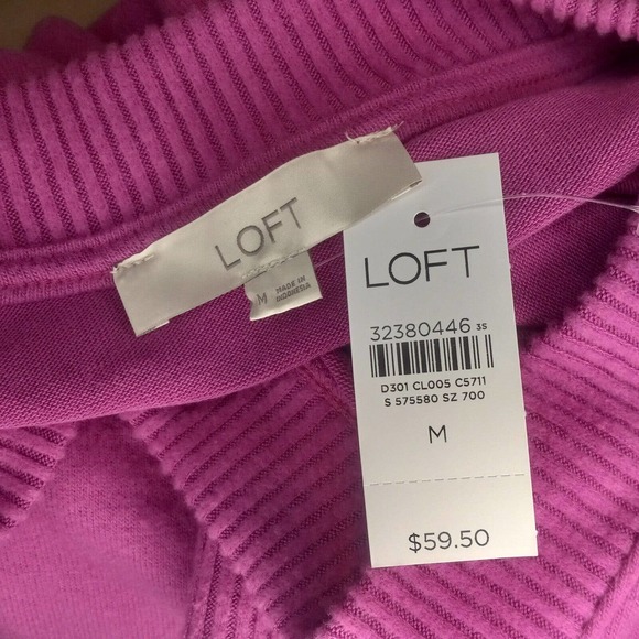 LOFT Women Purple Polyester Blend V-Neck Pullover Sweater Size Medium - Picture 5 of 6